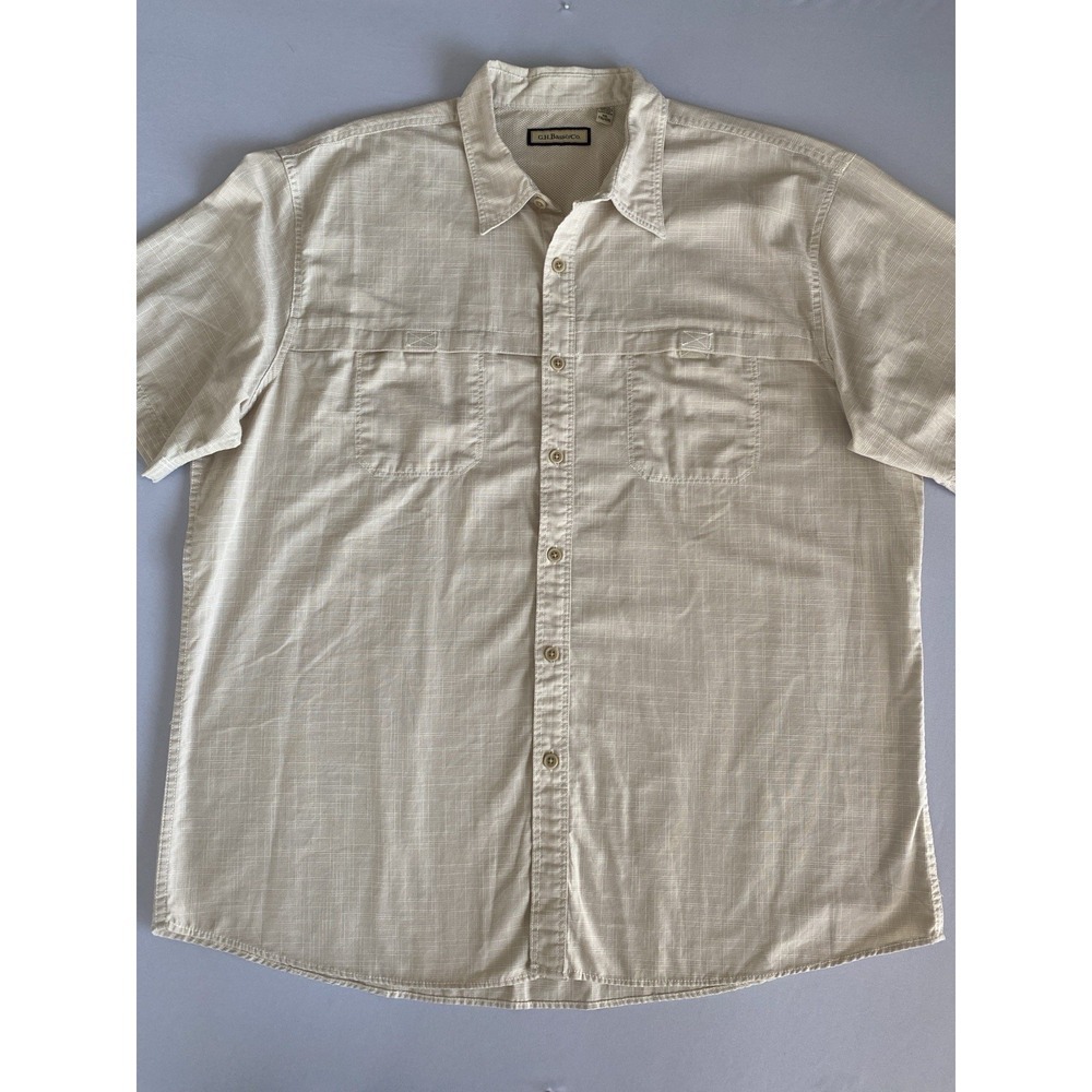 G.H Bass & Co Mens Shirt Beige Short Sleeve Button Up Casual Size XXL